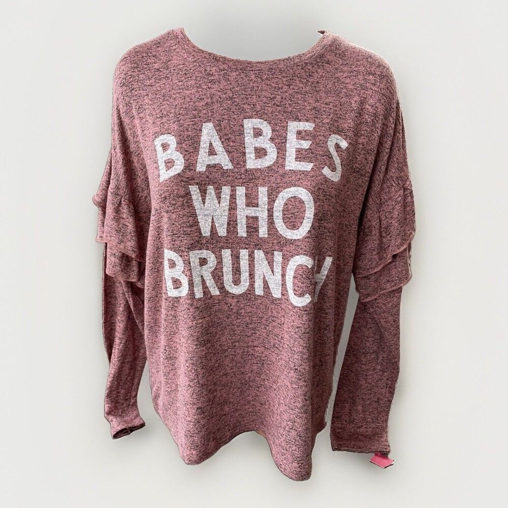 Xhilaration Babes Who Brunch Pink Lightweight Sweater Size M New